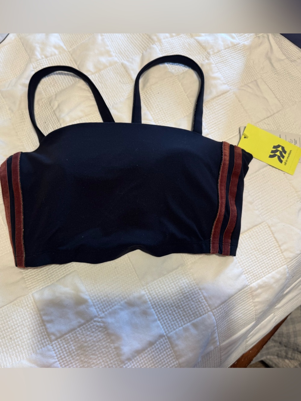 all in motion Black Sports Bralette with Burgundy Side Stripes
